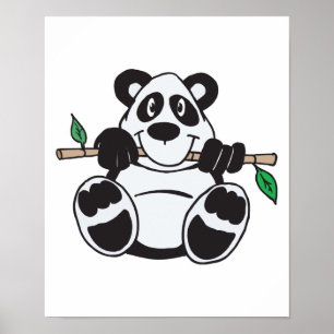 Póster panda bonita pendurada no galho