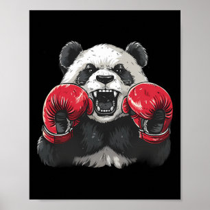 Poster Panda Boxeador Com Luvas de Boxe Kickboxing Engraç