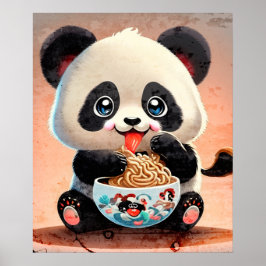 Poster Panda Cega comendo Ramen