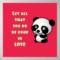 Panda com citação de amor inspiracional