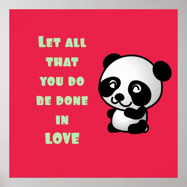 Póster Panda com citação de amor inspiracional (Frente)
