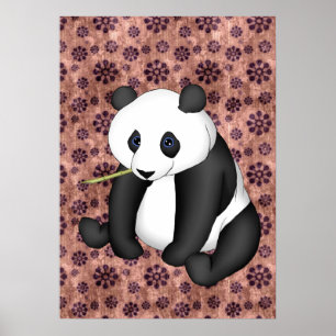 Póster Panda Comendo Bambu Em Segundo Plano