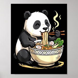 Poster Panda Comendo Macarrão Ramen Engraçado