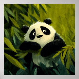 Poster Panda Curioso Espia o Bambu