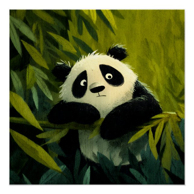 Póster Panda Curioso Espreita Bambu (Frente)
