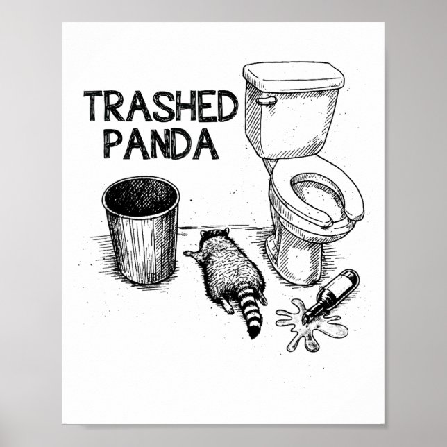 Poster Panda Destruído Funny Racoon Bêbado  (Frente)