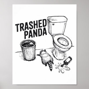 Poster Panda Destruído Funny Racoon Bêbado 
