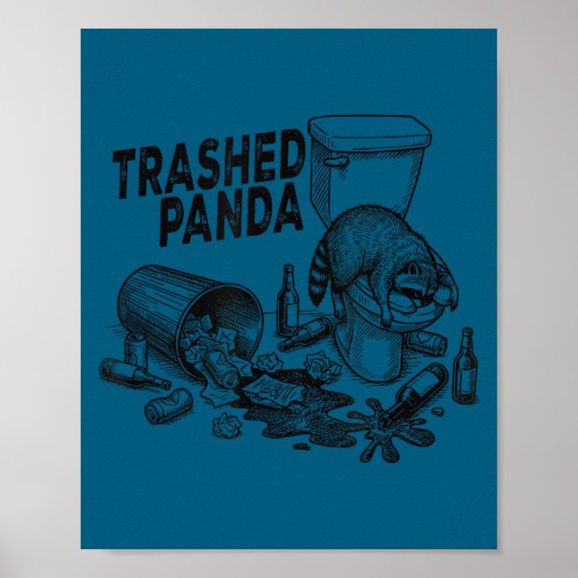 Poster Panda Destruído Macaco Bêbado Engraçado  (Frente)
