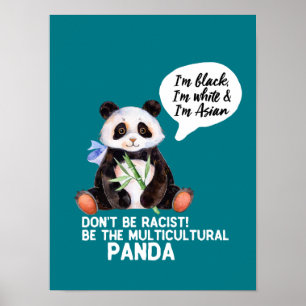 Poster Panda engraçada contra o branco e o asiático do