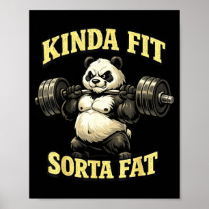 Poster Panda engraçado da academia_ meio em forma meio go