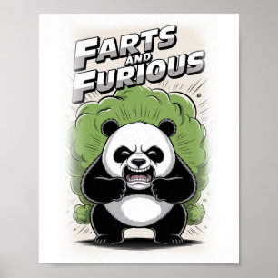 Poster Panda engraçado fazendo um Peido em um Branco