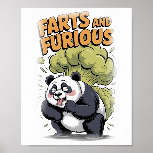Poster Panda engraçado fazendo um pum em branco (Frente)