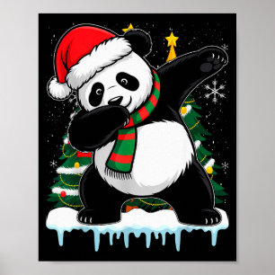 Poster Panda fazendo Dabbing Papai Noel Natal Meninos Hom