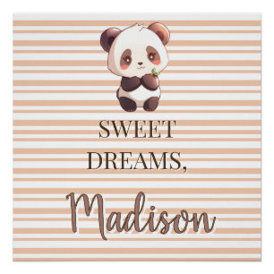 Póster Panda Fofo Personalizado Sonhos Doces