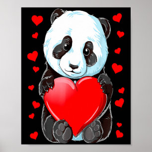 Poster Panda Heart Dia dos Namorados Meninas Crianças Mul