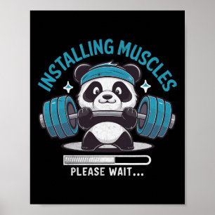 Poster Panda Instalando Músculos Por Favor Aguarde O Elev