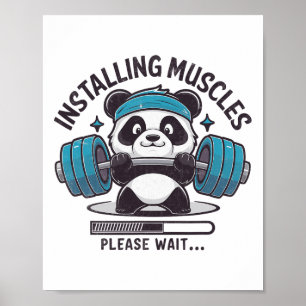 Poster Panda Instalando Músculos Por Favor Aguarde O Elev