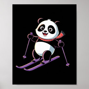 Poster Panda Inteligente Brincando de Esqui Divertido Hum