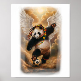Poster Panda Jamaicano jogando Futebol em um 