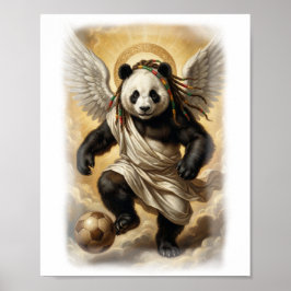 Poster Panda Jogador de Futebol no Estilo Renascimento em