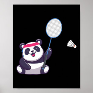 Poster Panda Jogando Badminton Engraçado Treinador De Esp