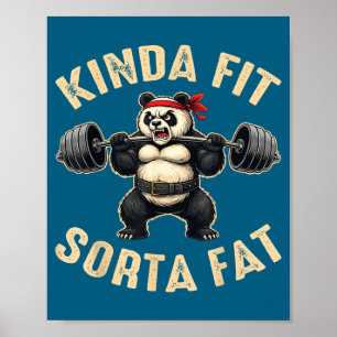 Poster Panda meio em forma meio gordo frequentador de aca