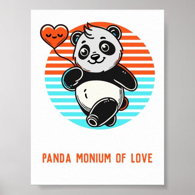 Poster "Panda-monium do Amor" do Panda Fofo (Frente)