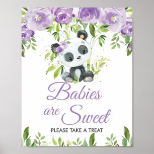 Poster Panda Purple Floral Greenery Bamboo Treat Favor