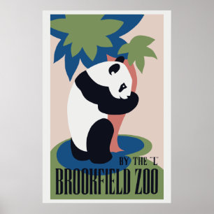 Póster Panda retro do jardim zoológico de Brookfield