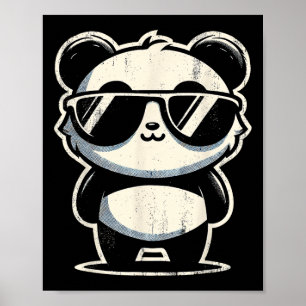 Poster Panda Retroativa Na Festa De Piscina De Churrasco 