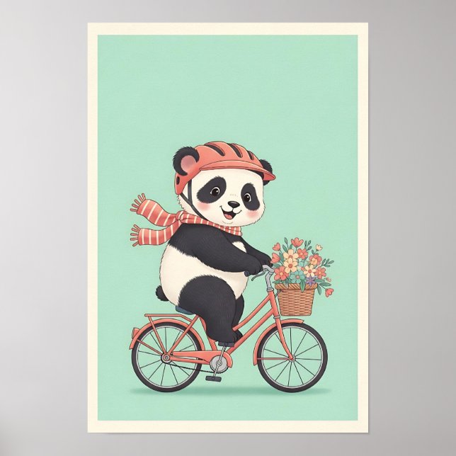 Poster Panda Riding Bicycle NurserArt (Frente)