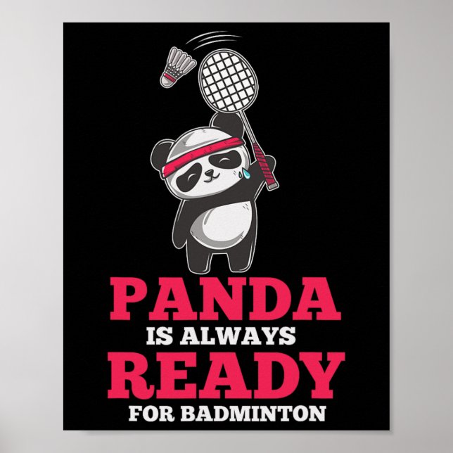 Poster Panda Sempre Pronta Dminton Player Bear Animal Lov (Frente)