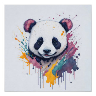 Póster Panda Splash Art Painting
