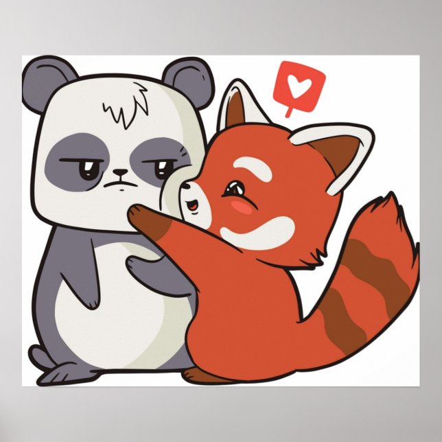 Poster Panda vermelha com panda (Frente)