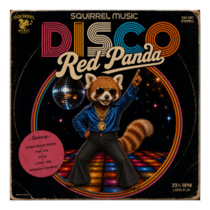 Póster Panda Vermelho Disco