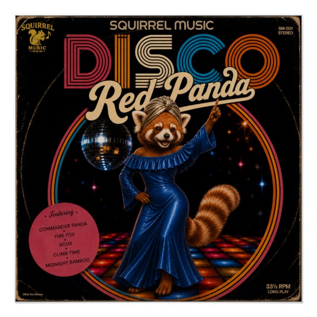 Póster Panda Vermelho Disco (Frente)