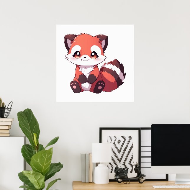 Poster  panda vermelho fofo (Escritório em casa)