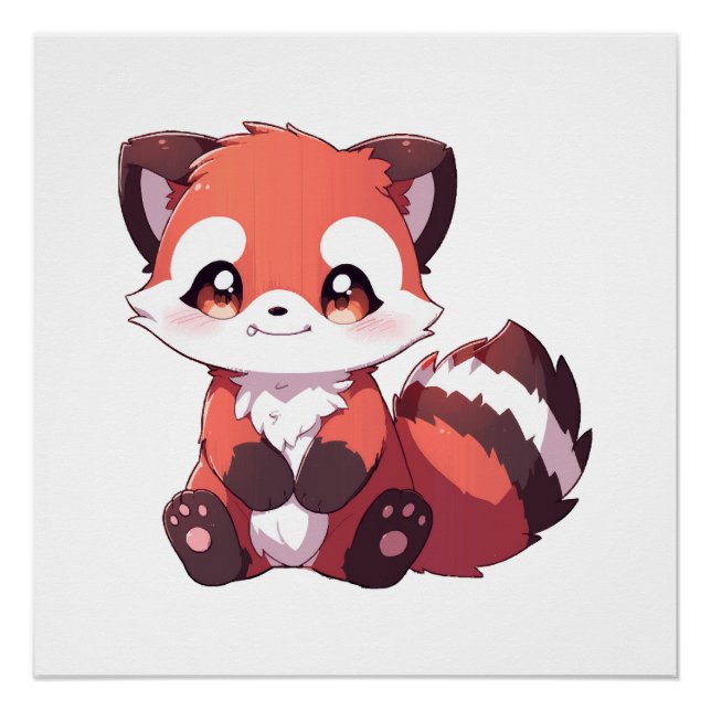Póster  panda vermelho fofo (Frente)