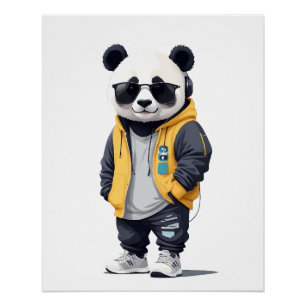 Póster Panda Vestindo Hoodie Funny Legal Caráter Animal