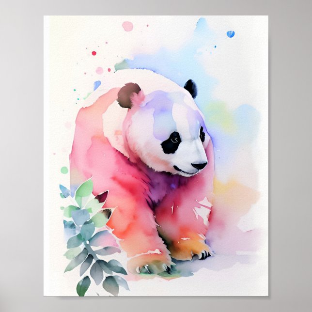 Poster Panda Watercolor Retrato 1 (Frente)