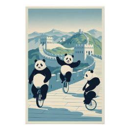 Póster Pandas engraçados na China