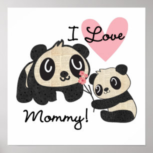 Poster Pandas eu amo mamães