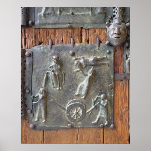 Póster Panel from the left hand door, 12th century (bronz