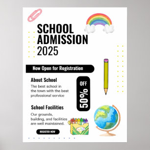Poster Panfleto de Admissão Escolar, Panfleto de Promoção