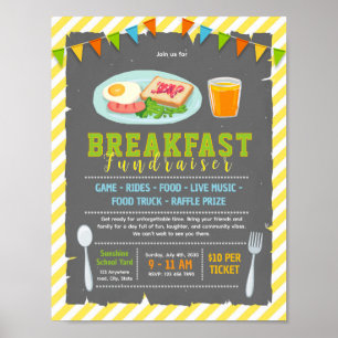 Poster Panfleto de angariação de fundos para café da manh