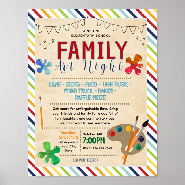 Poster Panfleto de angariação de fundos para noite de art (Frente)