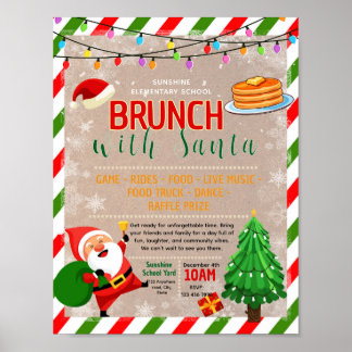 Poster Panfleto de brunch editável com Papai Noel para an