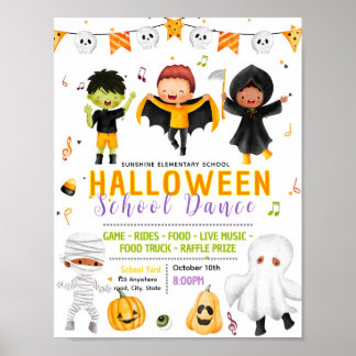 Poster Panfleto de dança escolar de Halloween editável