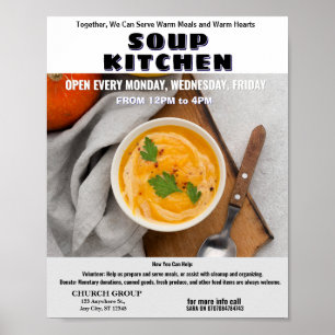 Poster Panfleto de Doação e Voluntariado para Cozinha Com