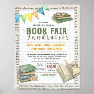 Poster Panfleto de promoção de feira de livros editável